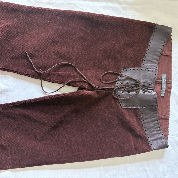 Bisou Bisou Corduroy Pants with Leather Trim - Picture 3 of 7